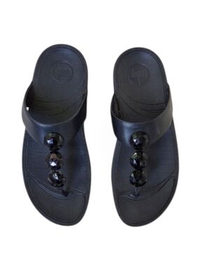 FitFlops Black Bead Embellished Toe Post Sandals Flip Flops 7